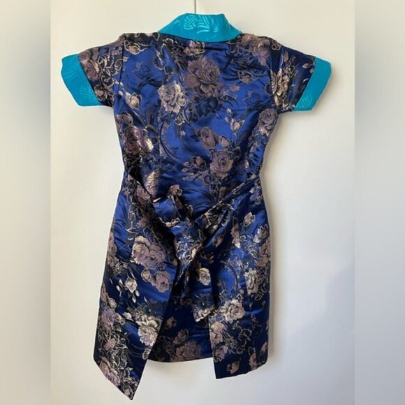 🩷 Kids, Tibetan Traditional Brocade Chupa Dress Losar - Blue. NWOT - Picture 3 of 12